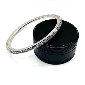 Vintage 1960s Blue Rhinestone Spring Bangle Bracelet